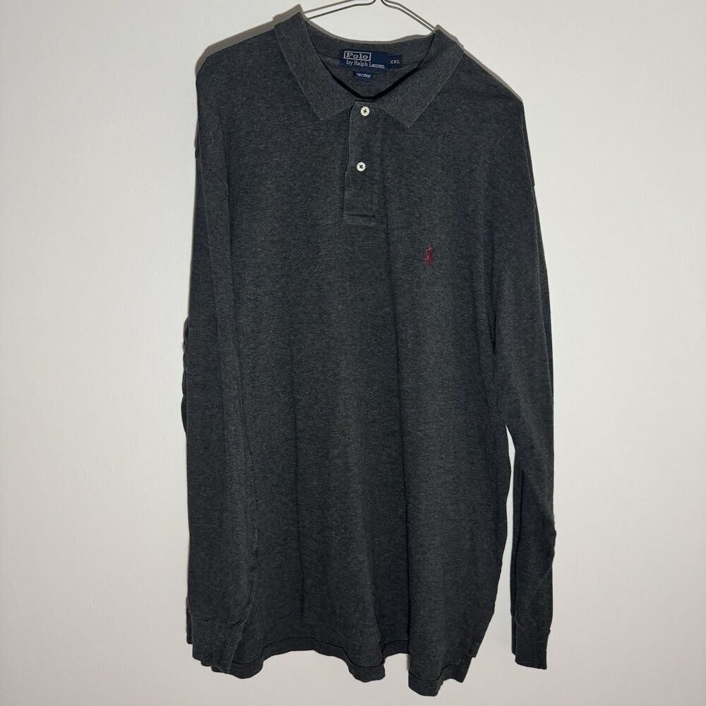 Polo Ralph Lauren Men's XXL Dark Gray Long Sleeve Pique Polo Shirt